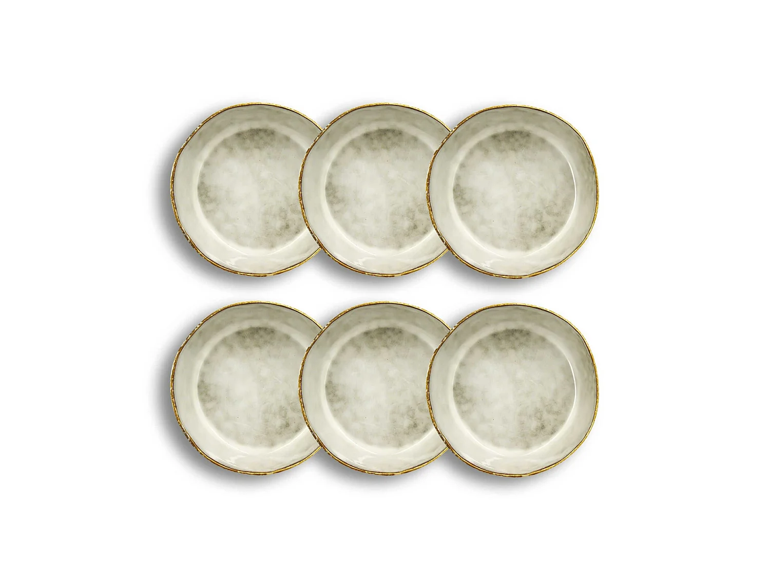 Ogo Living - Lot 6 Assiettes Coupes Boral 15.5cm En Gres Beige Clair