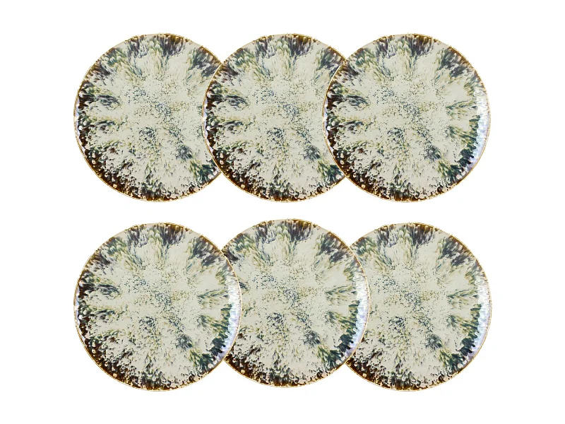 Novastyl - Lot 6 Assiettes Plates Maka 27cm En Porcelaine