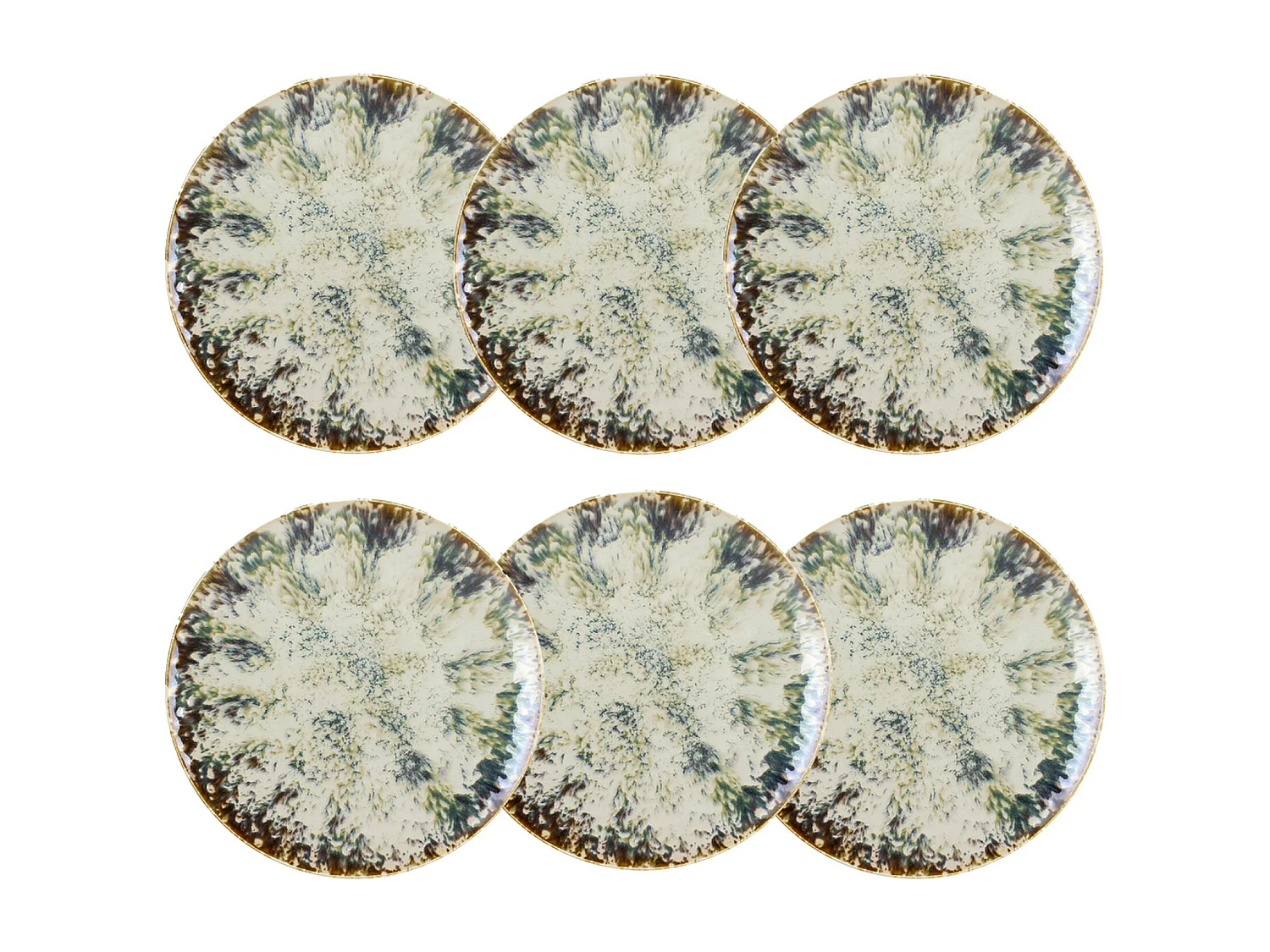 Novastyl - Lot 6 Assiettes Plates Maka 27cm En Porcelaine