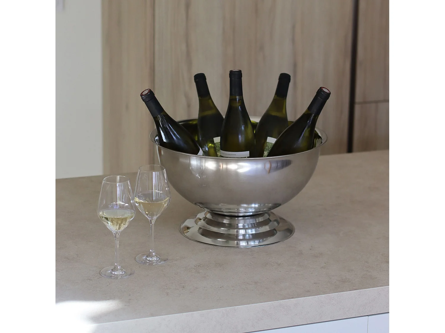 Novastyl - Seau à Champagne Grand Format (5-6 Bouteilles) 40 Cm - Inox