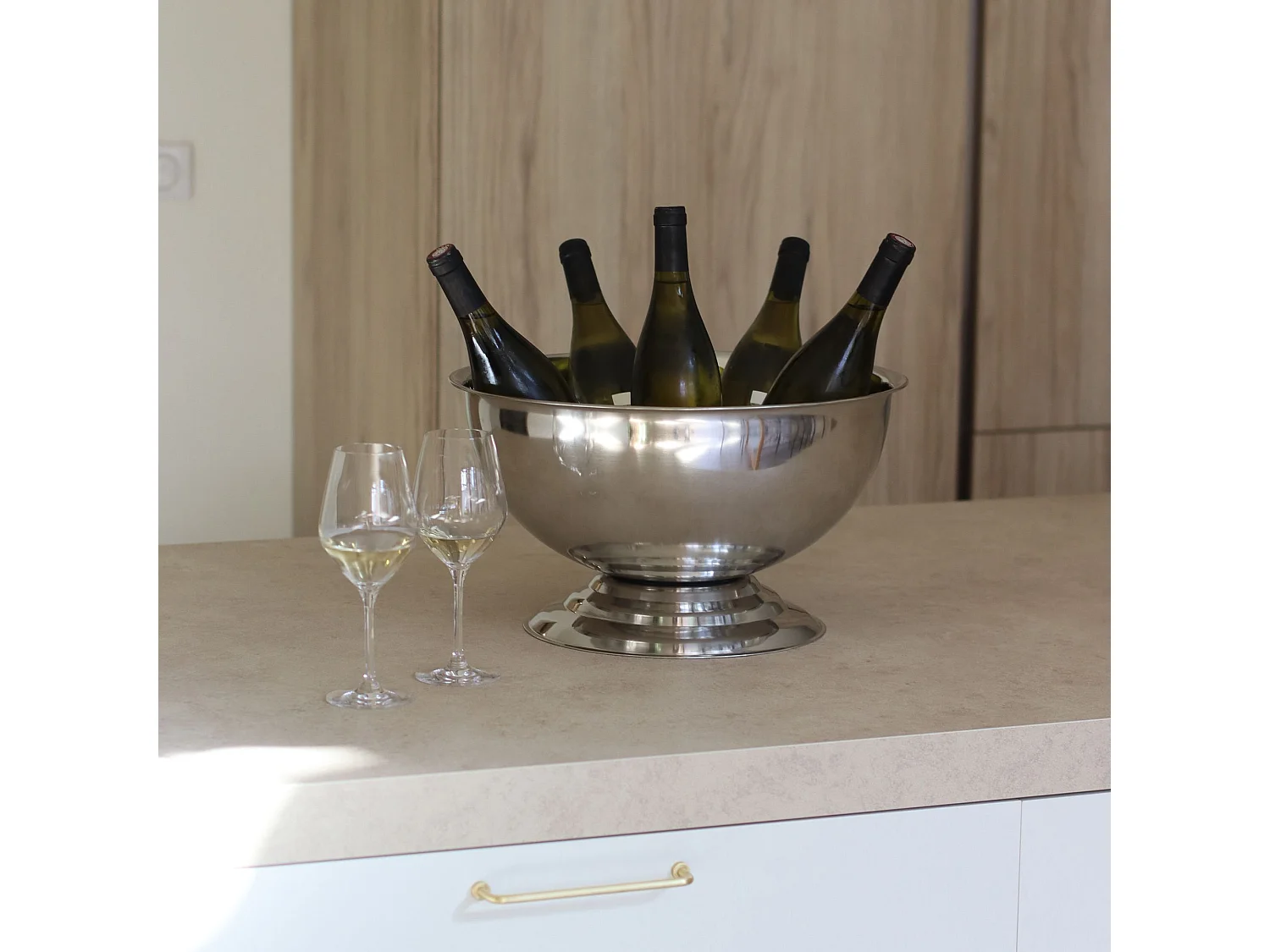Novastyl - Seau à Champagne Grand Format (5-6 Bouteilles) 40 Cm - Inox