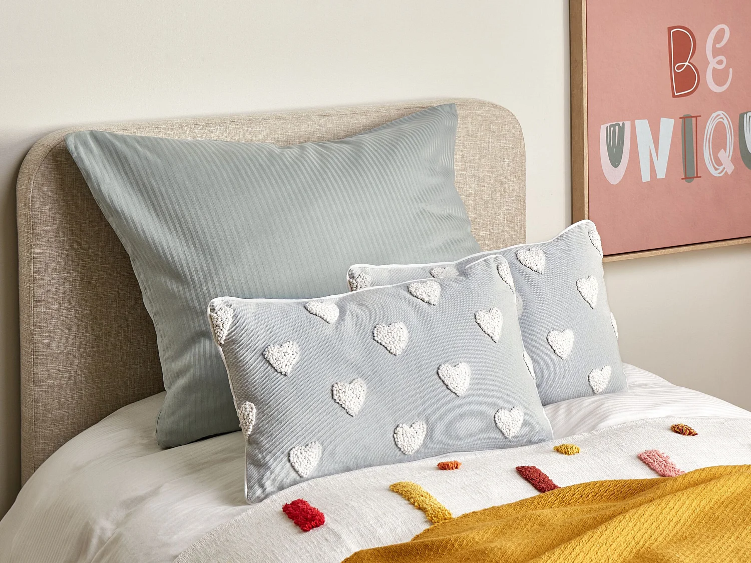 Set of 2 Decorative Cushions GAZANIA Cotton 30 x 50 cm Light Grey