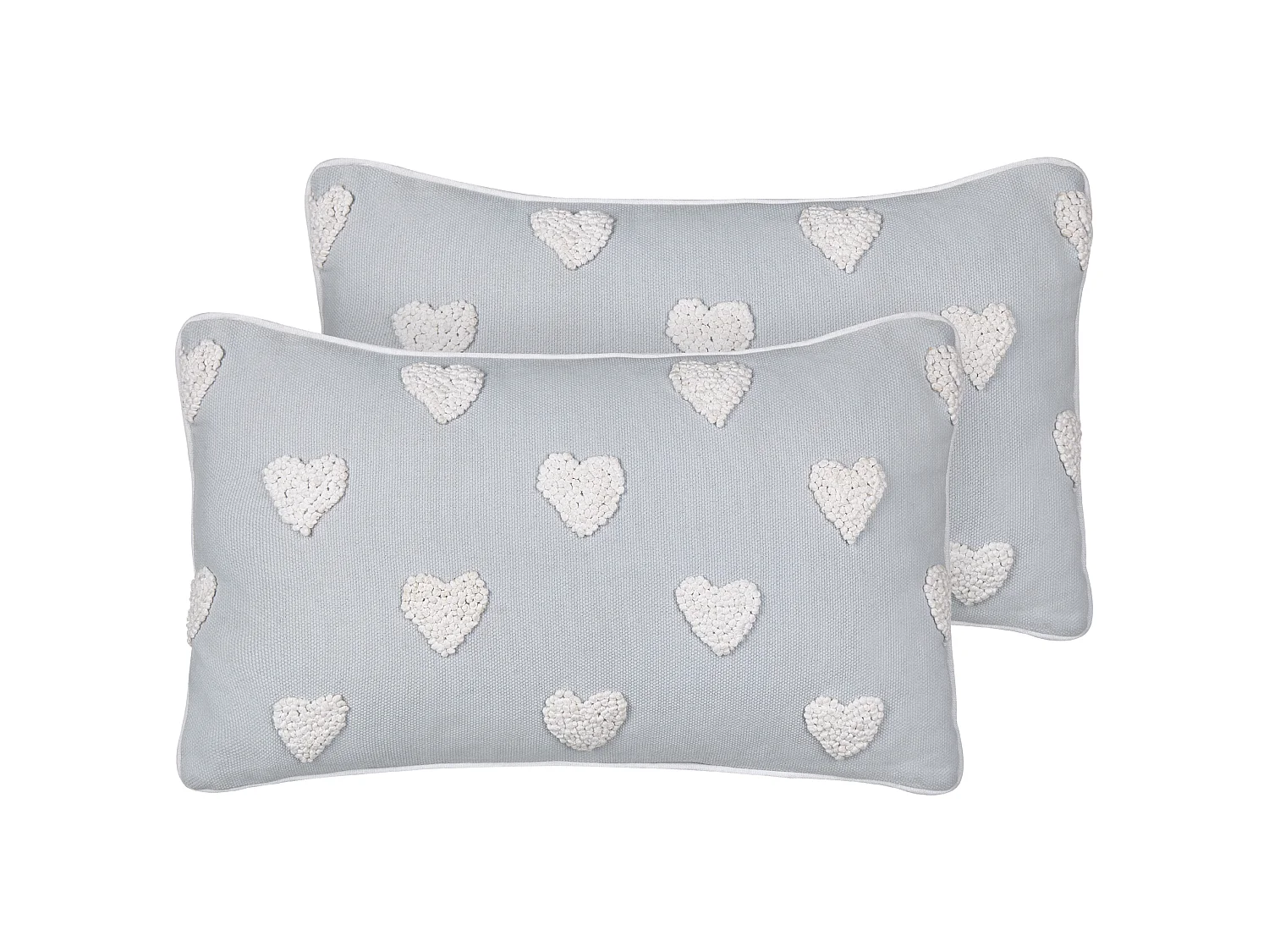 Set of 2 Decorative Cushions GAZANIA Cotton 30 x 50 cm Light Grey