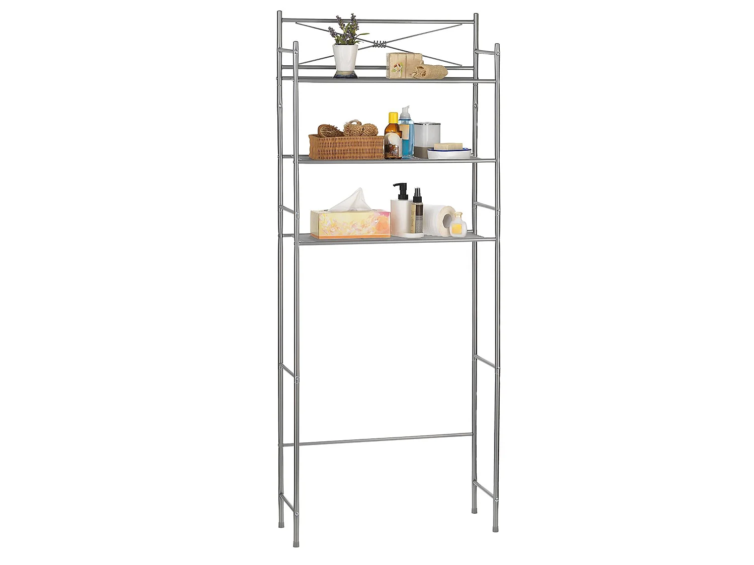 Etagère de salle de bain MARSA meuble de rangement au-dessus des toilettes wc ou lave-linge avec 3 tablettes, en métal gris foncé