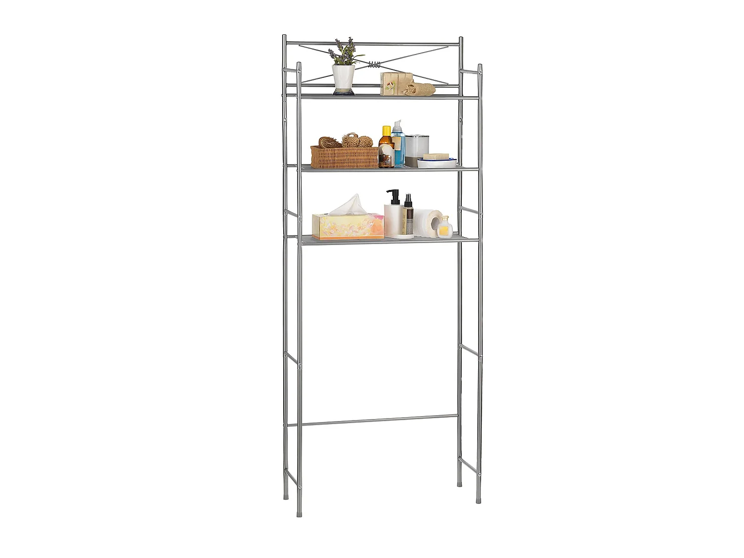 Etagère de salle de bain MARSA meuble de rangement au-dessus des toilettes wc ou lave-linge avec 3 tablettes, en métal gris foncé