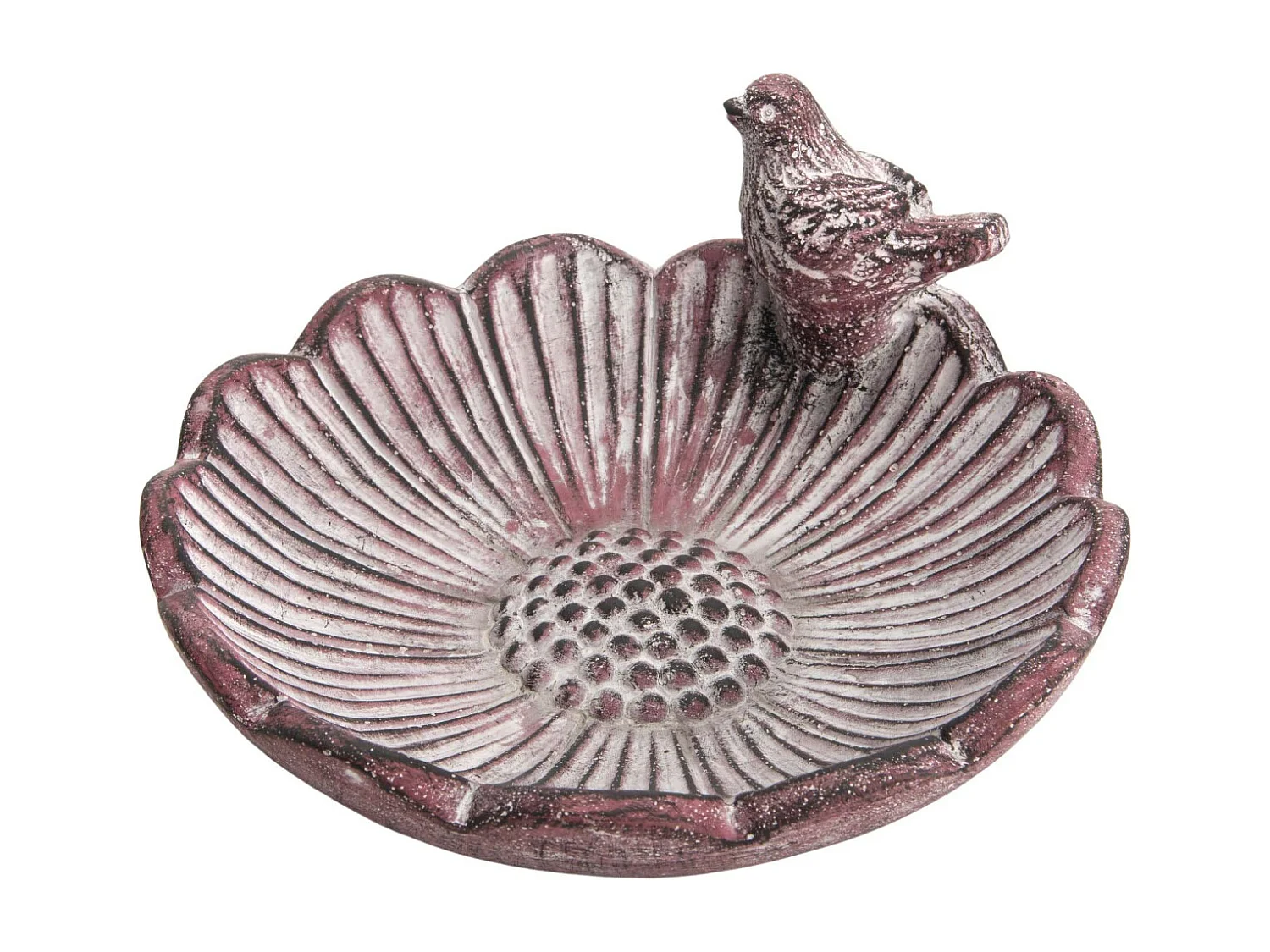 Bain oiseau en pierre Fleur 21 cm