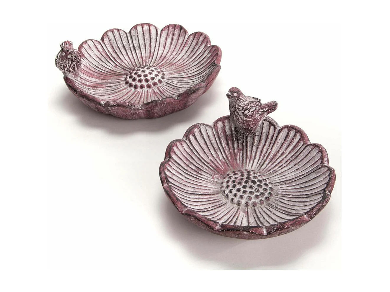 Bain oiseau en pierre Fleur 21 cm