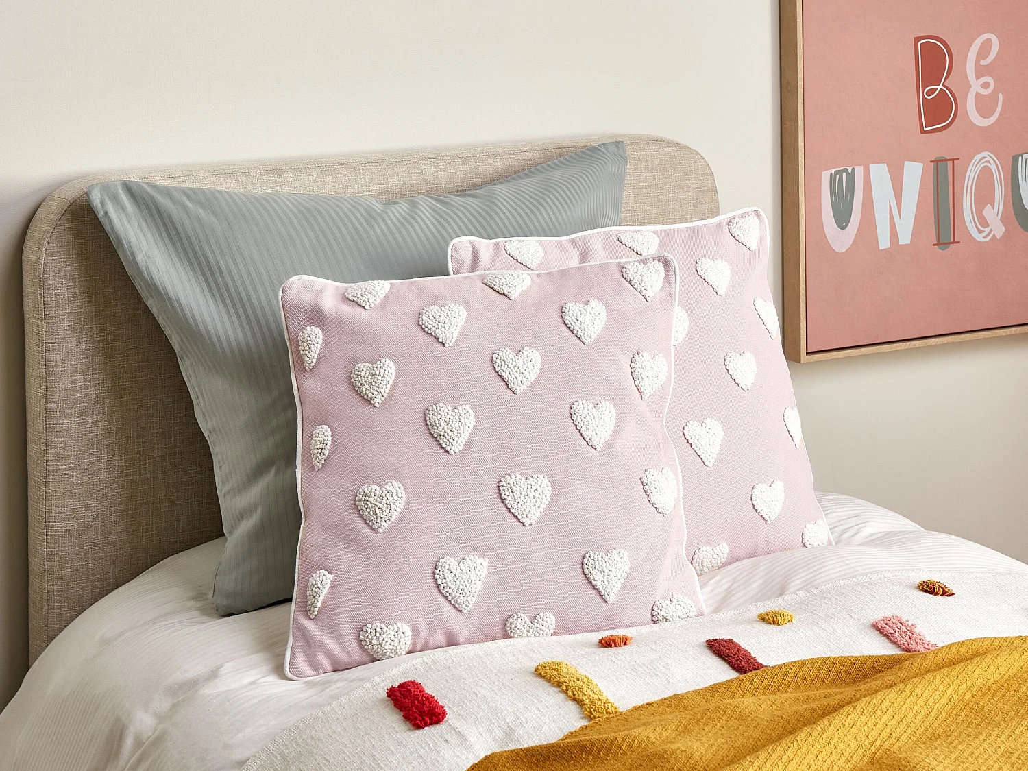 Lot de 2 coussins décoratifs GAZANIA Coton 45 x 45 cm Rose pastel