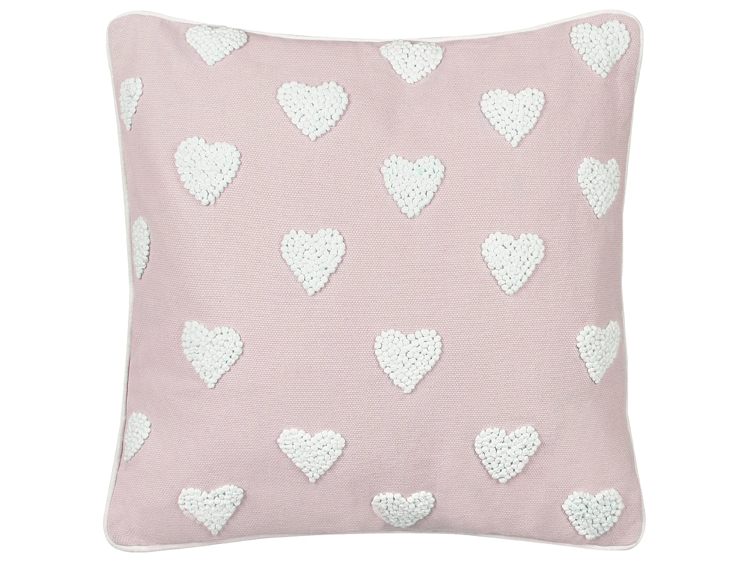 Lot de 2 coussins en coton brodé à motif de cœurs rose 45 x 45 cm GAZANIA