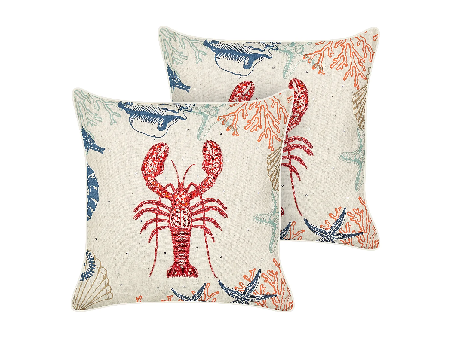 Set di 2 cuscini KELP Lino 45 x 45 cm Beige Trama animale