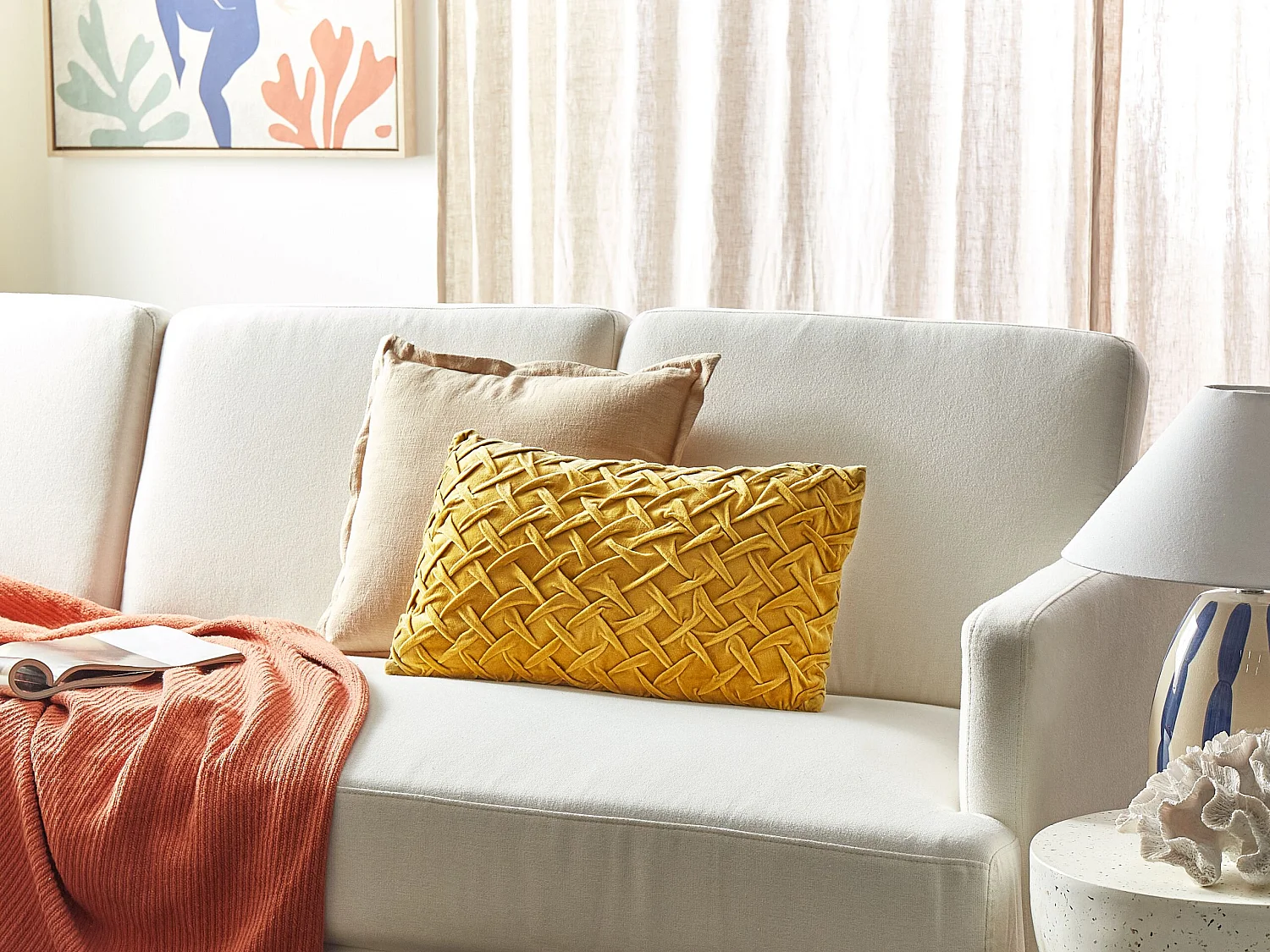 Cuscino decorativo CHOISYA Velluto 30 x 50 cm Giallo Tinta unita