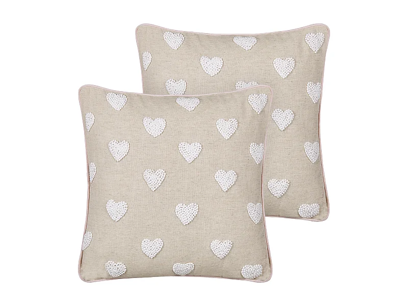 Sierkussen set van 2 geborduurd beige 45 x 45 cm GAZANIA