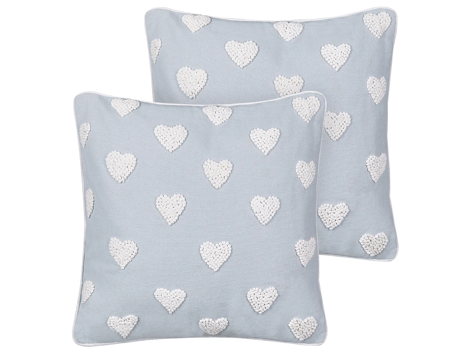 Lot de 2 coussins en coton brodé à motif de cœurs gris 45 x 45 cm GAZANIA