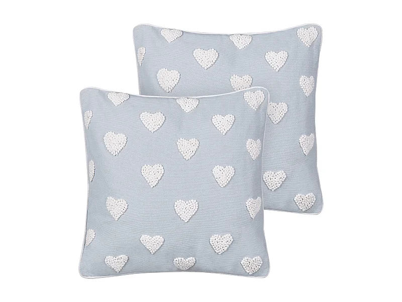 Dekokissen Herzen Baumwolle grau 45 x 45 cm 2er Set GAZANIA