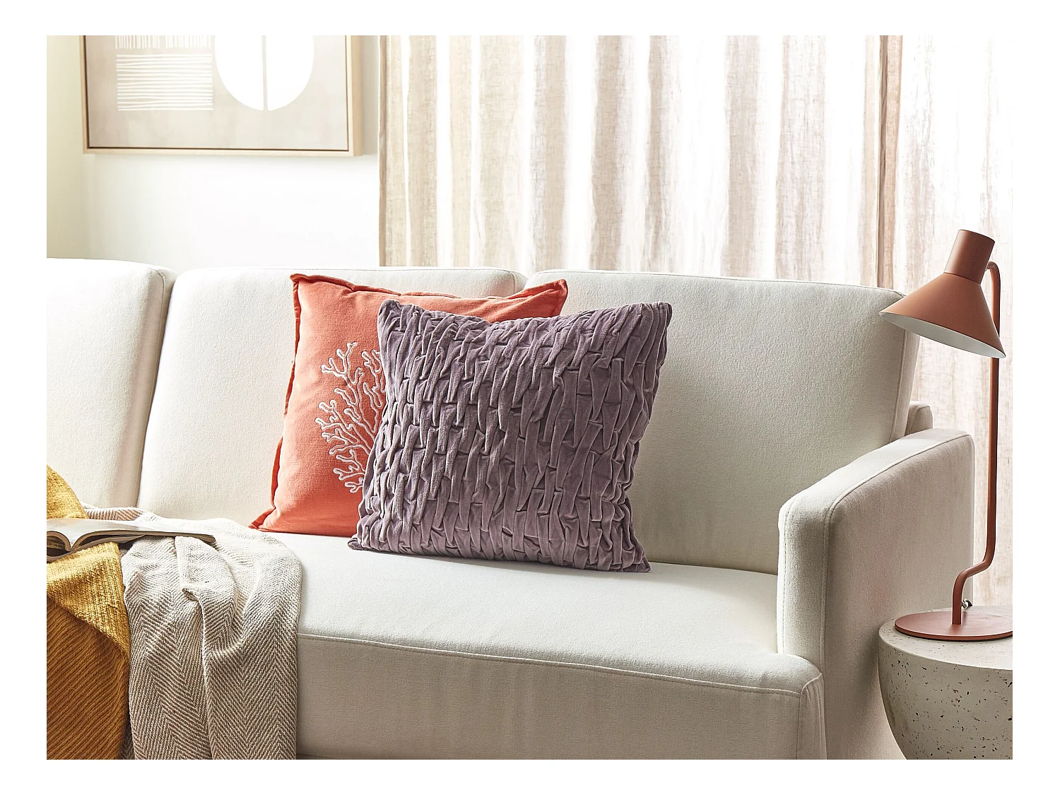 Coussin CHIRITA Velours 45 x 45 cm Violet Unicolore