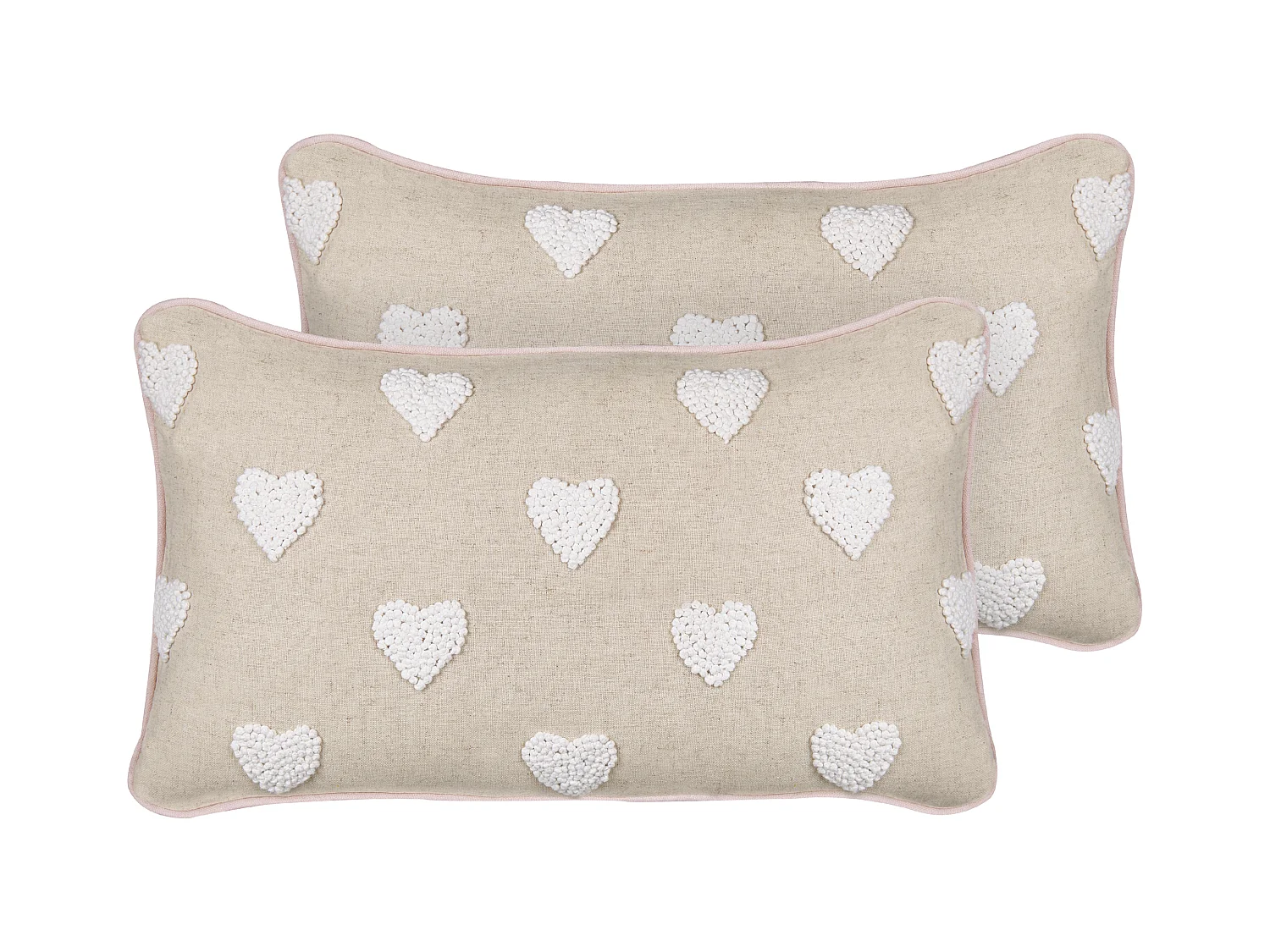 Dekokissen Herzen Baumwolle beige 30 x 50 cm 2er Set GAZANIA
