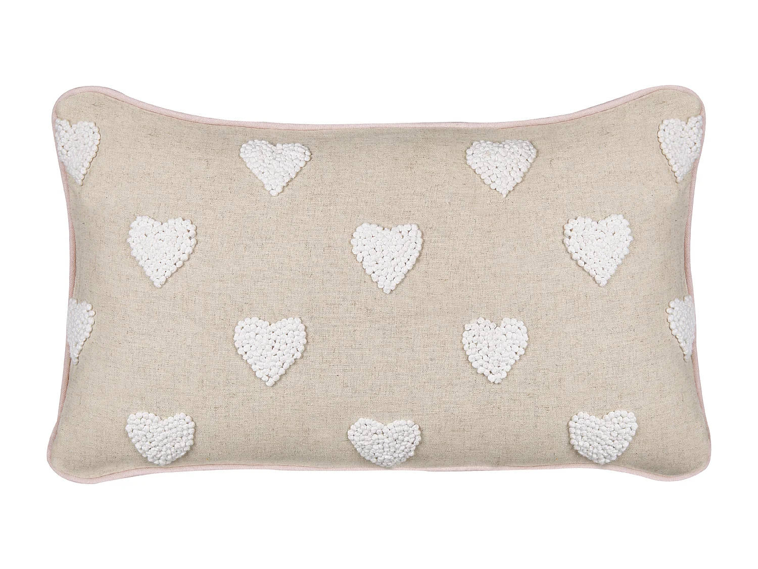 Lot de 2 coussins en coton brodé à motif de cœurs beige 30 x 50 cm GAZANIA