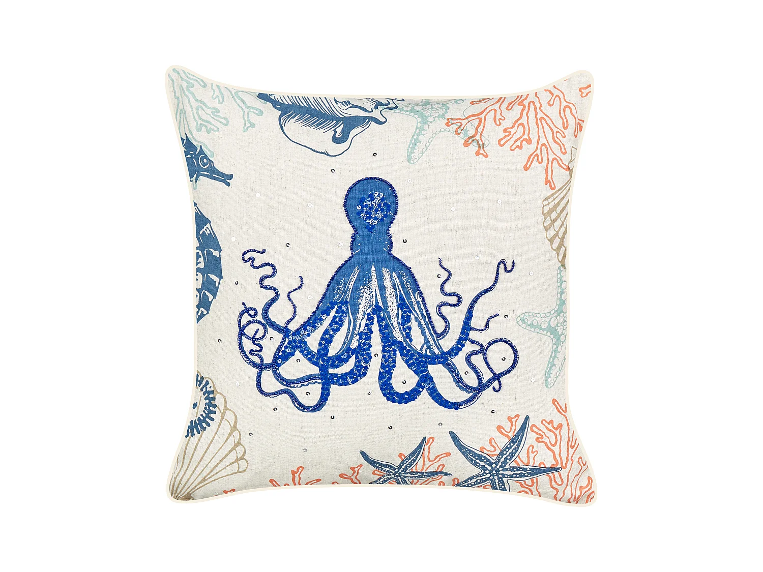 Coussin ACROPORA Lin 45 x 45 cm Beige Motif animal