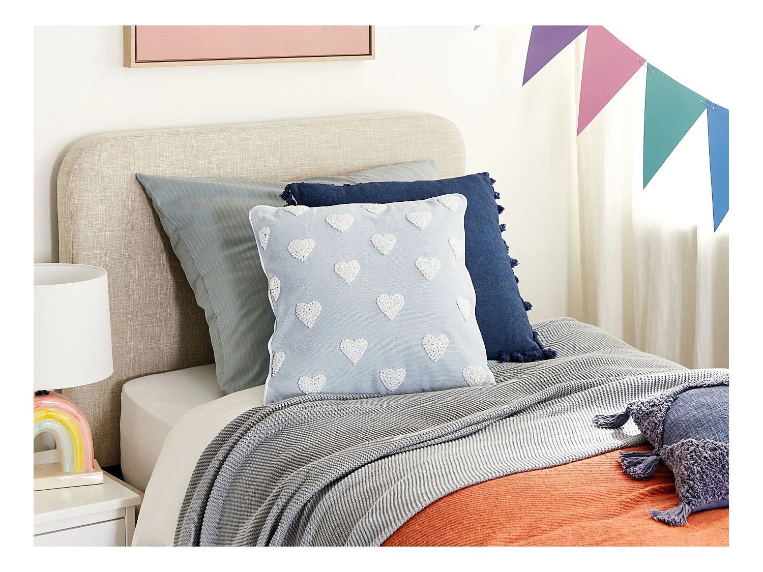 Coussin GAZANIA Coton 45 x 45 cm Gris clair
