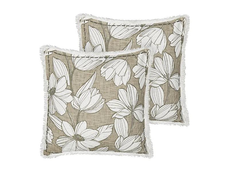 Lot de 2 coussins décoratifs CYANOTIS Coton 45 x 45 cm Vert Motif floral