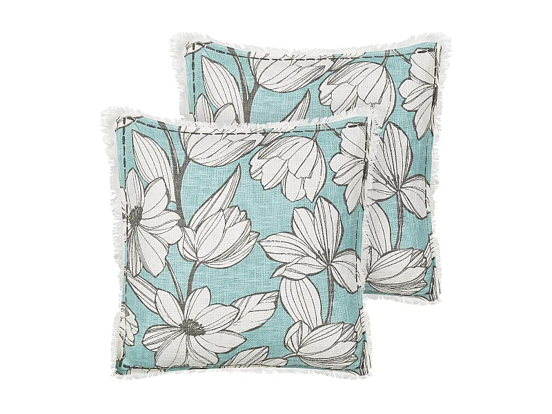 Lot de 2 coussins décoratifs CYANOTIS Coton 45 x 45 cm Bleu clair Motif floral