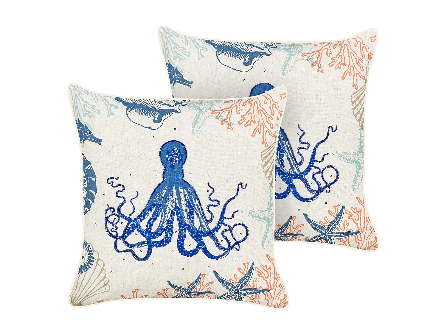 Zestaw 2 poduszek dekoracyjnych ACROPORA Len 45 x 45 cm Beżowy Wzór zwierzęcy