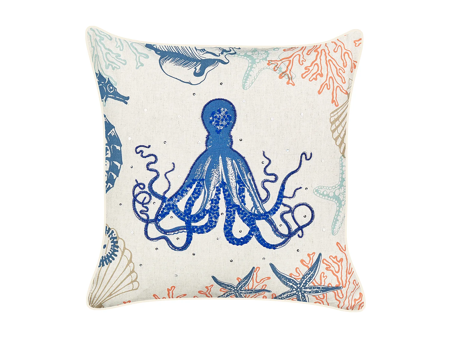 Zestaw 2 poduszek dekoracyjnych ACROPORA Len 45 x 45 cm Beżowy Wzór zwierzęcy
