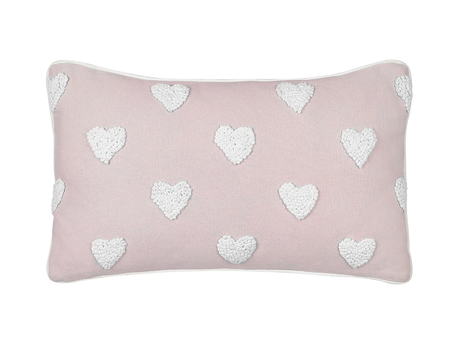 Coussin en coton brodé à motif de cœurs rose 30 x 50 cm GAZANIA