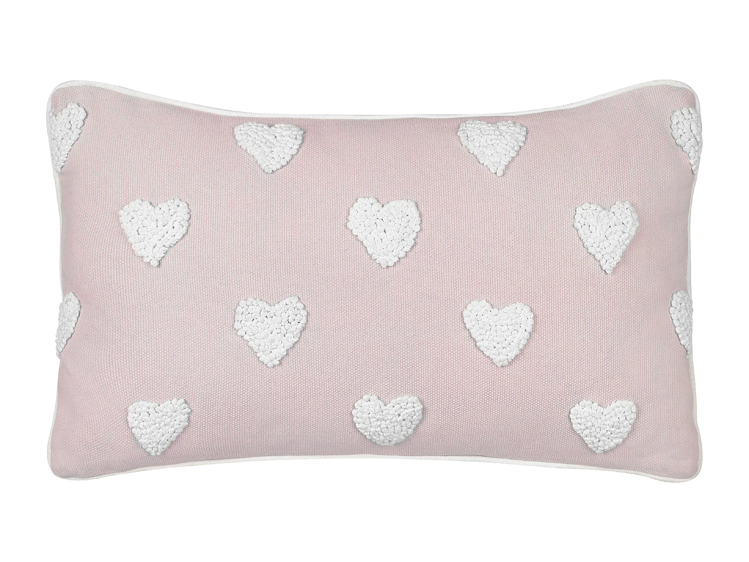 Coussin en coton brodé à motif de cœurs rose 30 x 50 cm GAZANIA