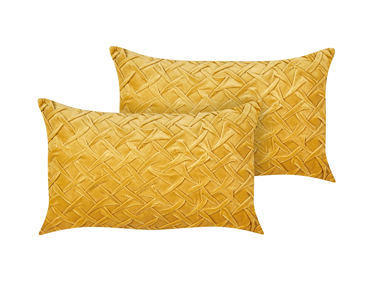 Lot de 2 coussins décoratifs CHOISYA Velours 30 x 50 cm Jaune Unicolore