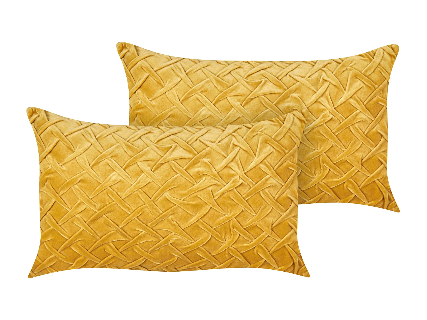 Lot de 2 coussins décoratifs CHOISYA Velours 30 x 50 cm Jaune Unicolore
