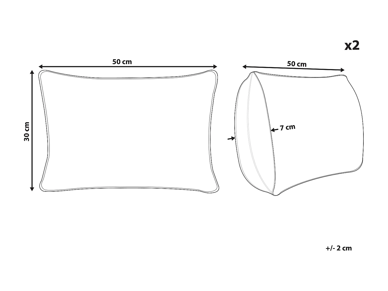 Lot de 2 coussins décoratifs CHOISYA Velours 30 x 50 cm Jaune Unicolore