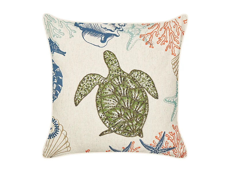 Almofada decorativa ALGAE Linho 45 x 45 cm Creme Padrão animal