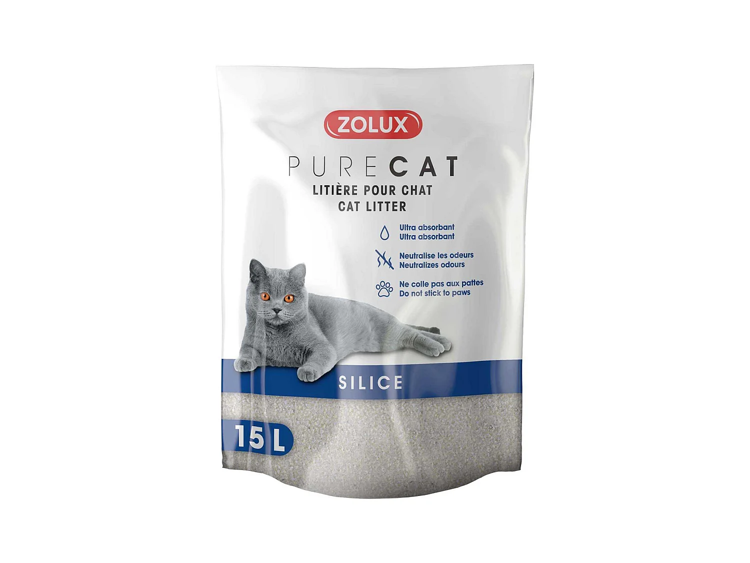 Litière silice nature Purecat 15 litres