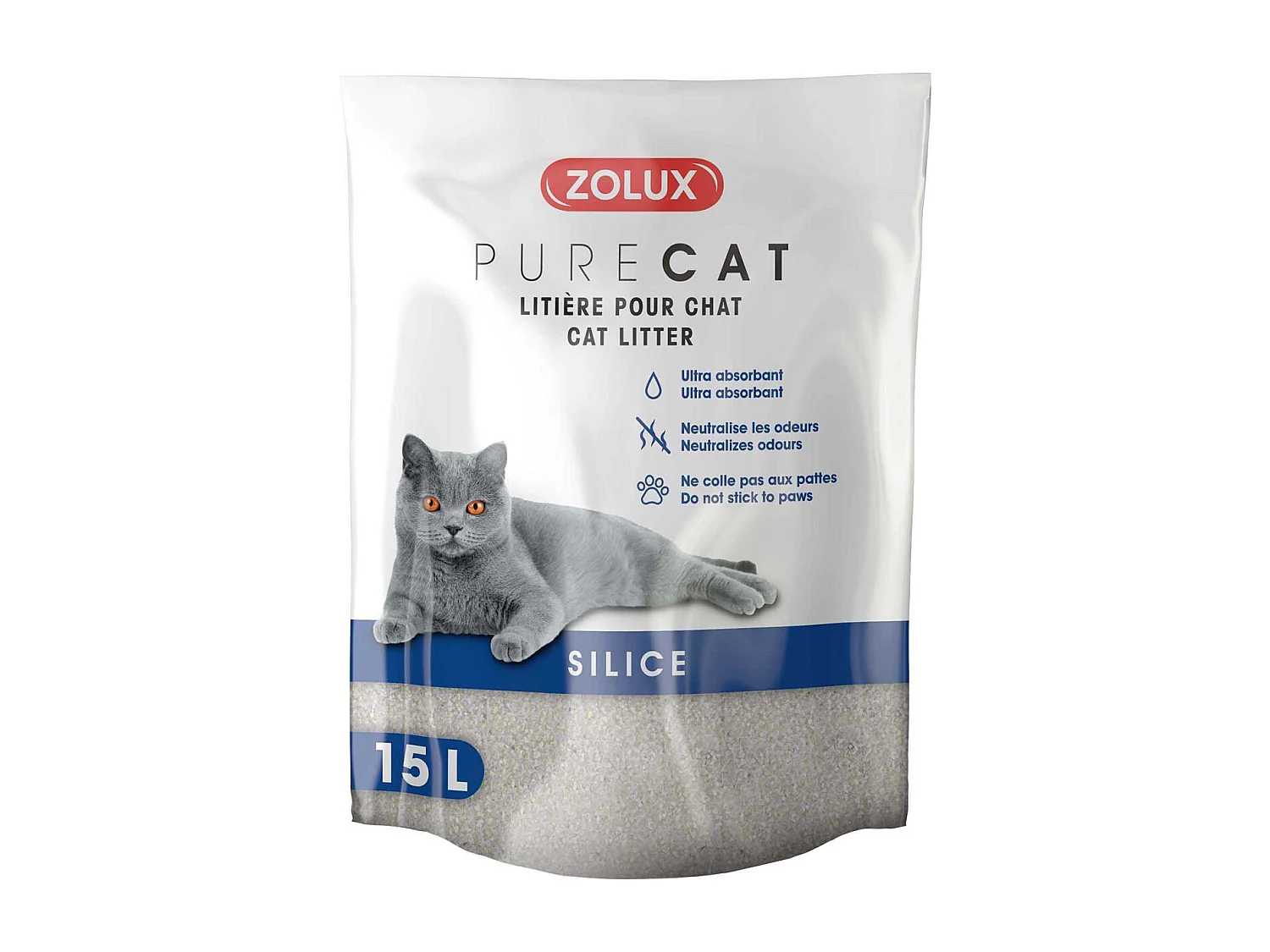Litière silice nature Purecat 15 litres