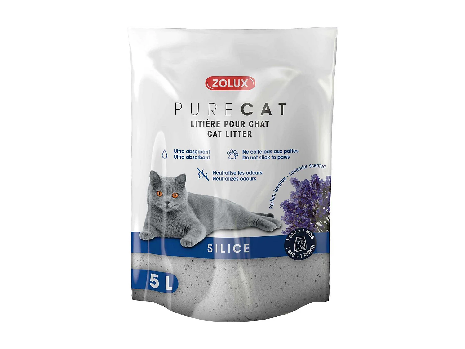 Litière silice parfumée Purecat 5 litres