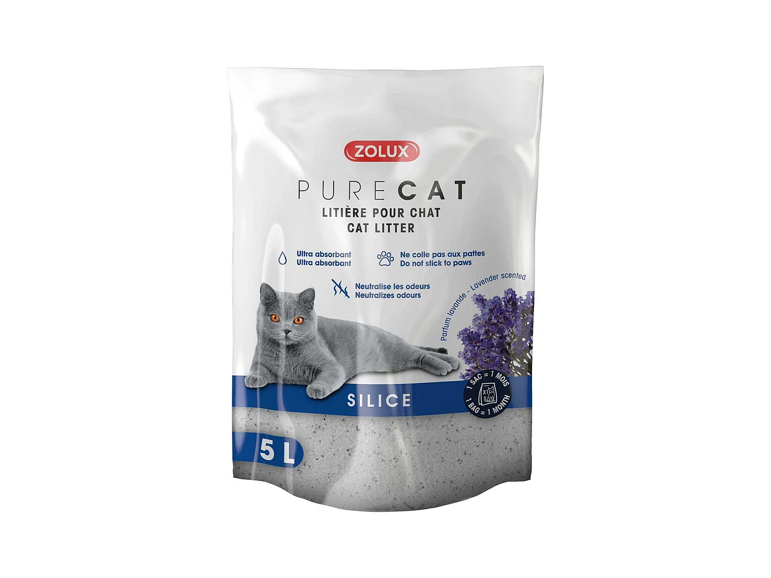 Litière silice parfumée Purecat 5 litres
