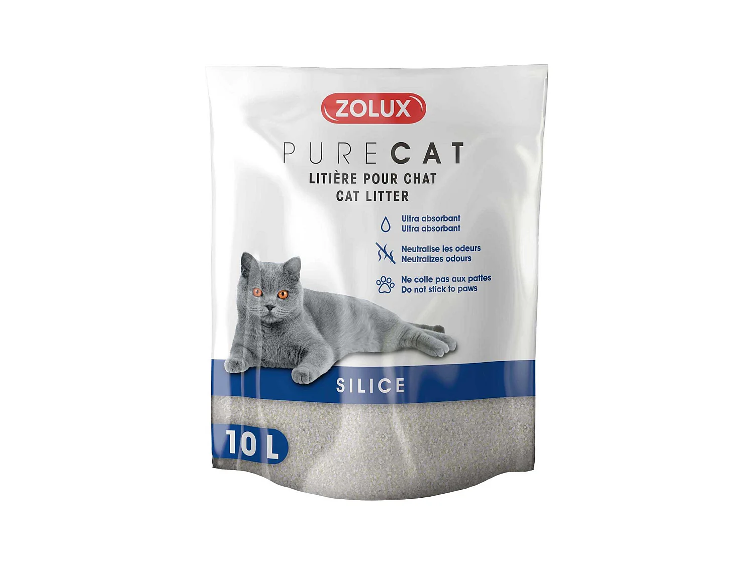 Litière silice nature Purecat 10 litres