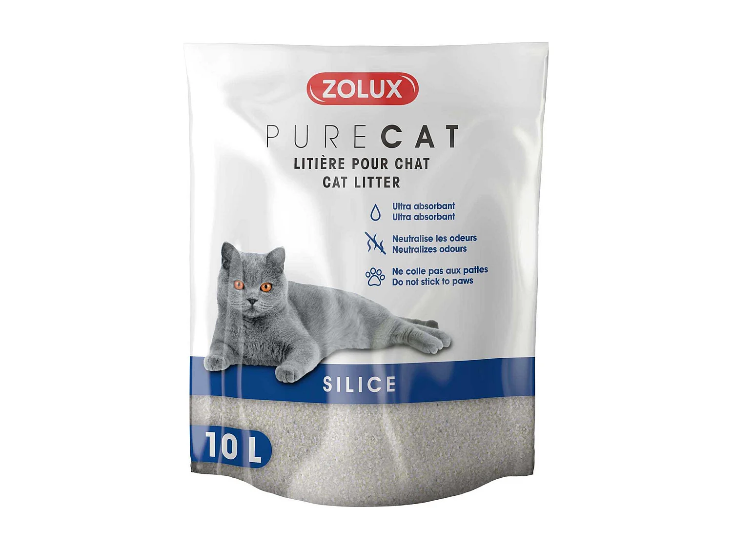 Litière silice nature Purecat 10 litres