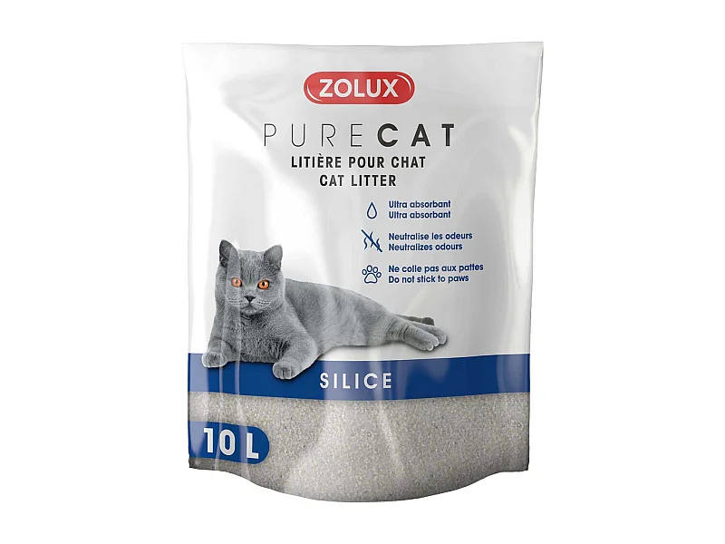 Litière silice nature Purecat 10 litres