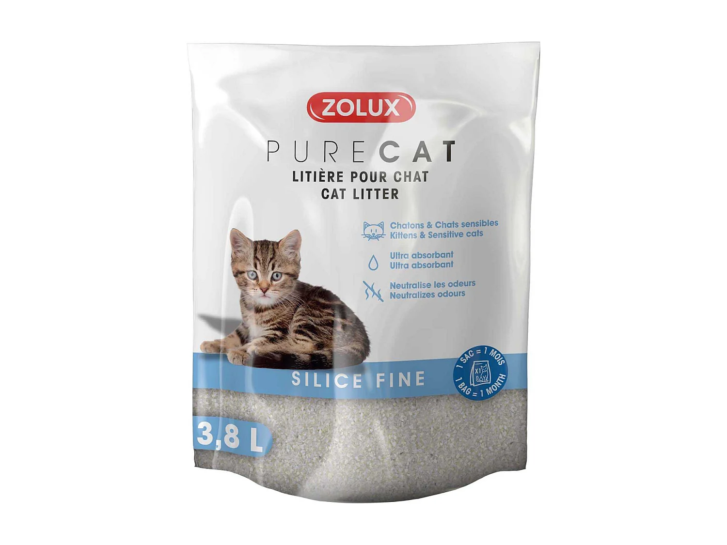 Litière silice fine Purecat 3.8 litres