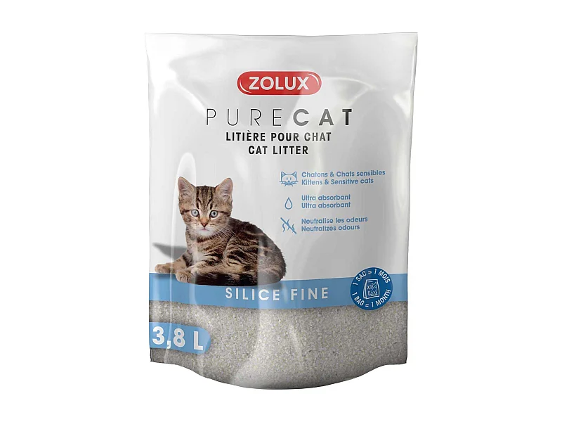 Litière silice fine Purecat 3.8 litres
