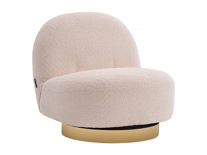 Fauteuil bouclette pivotant "Churchill" - 76 x 80 x 74 cm - Blanc