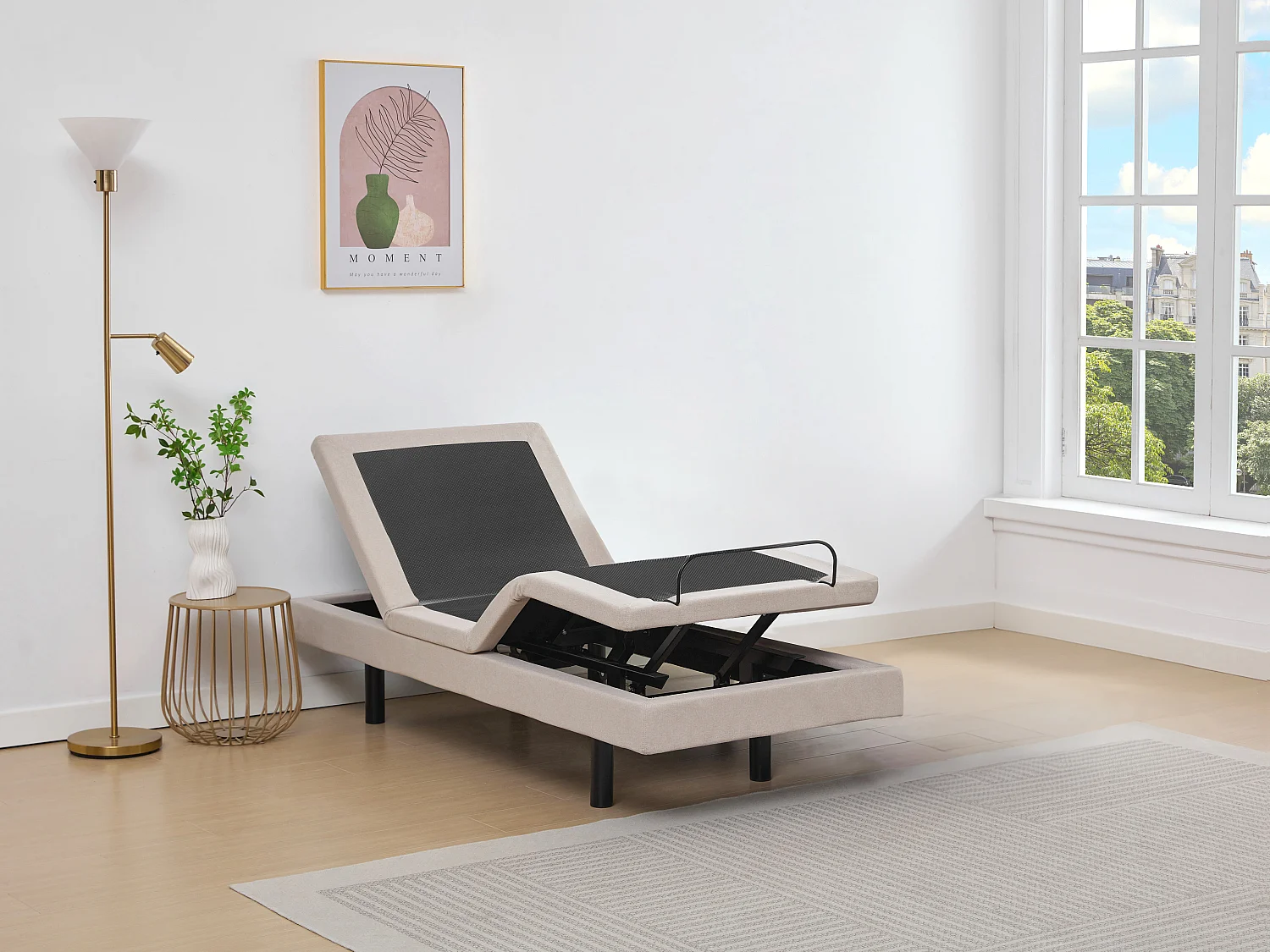 Rete relax elettrica deco 80 x 200 cm Tessuto Beige - ALPANA di YSMÉE