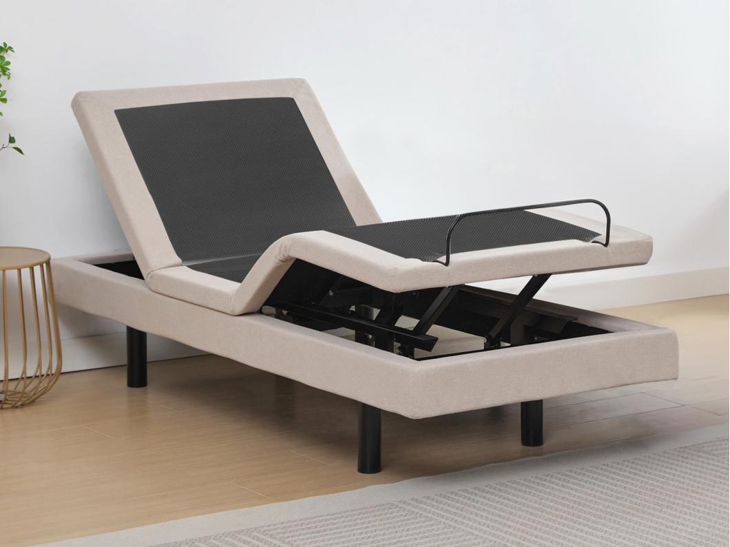 Sommier électrique de relaxation déco - 90 x 200 cm - Tissu - Beige - ALPANA de YSMÉE