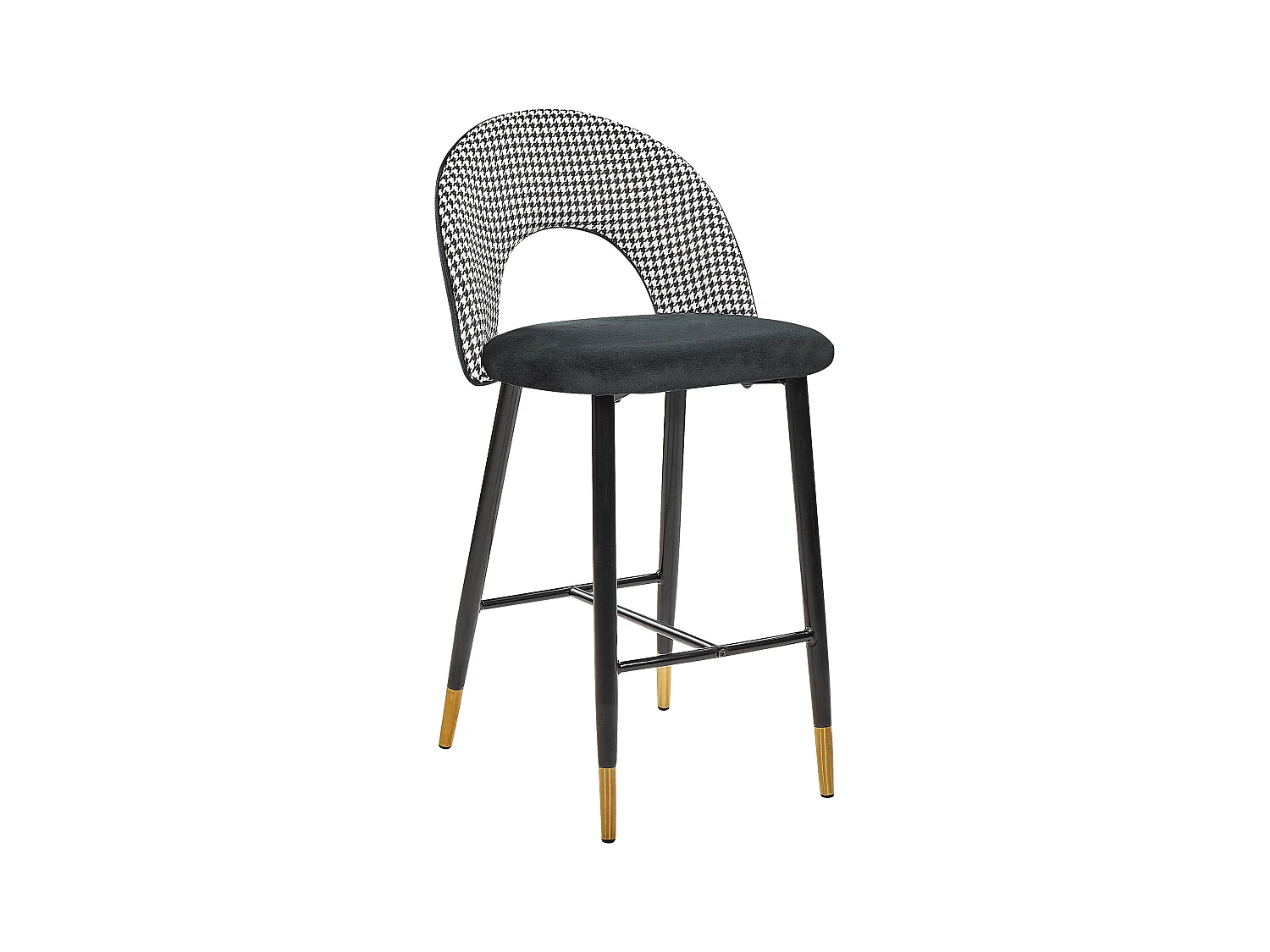Lot de 2 chaises de bar FALTON Velours Noir/blanc