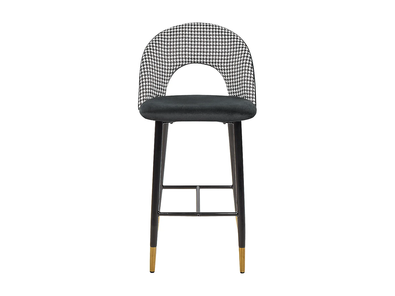 Lot de 2 chaises de bar FALTON Velours Noir/blanc