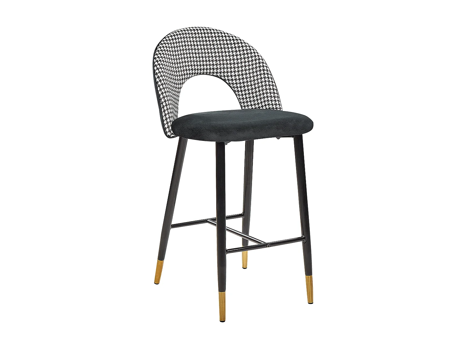 Lot de 2 chaises de bar FALTON Velours Noir/blanc