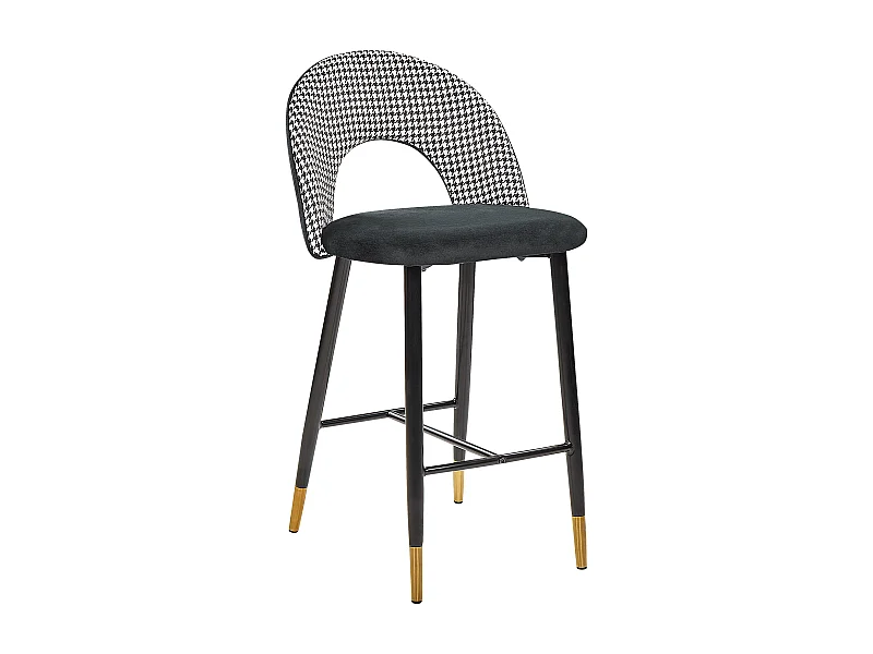 Set van 2 barstoelen FALTON Fluweel Zwart/wit