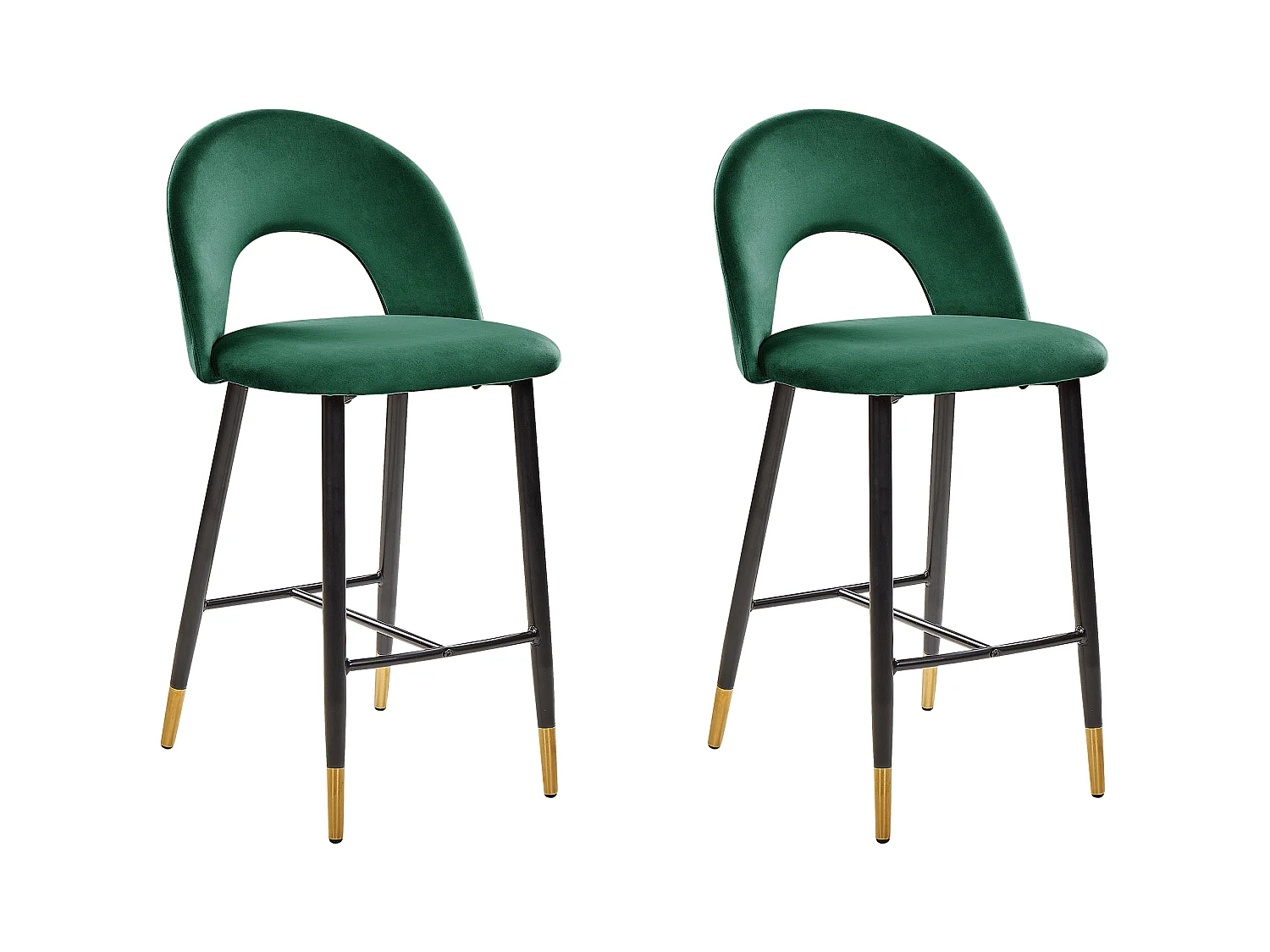 Set mit 2 Barstühlen FALTON Samtstoff Smaragdgrün